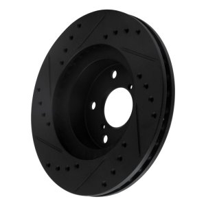 Subaru Impreza Brake Rotor (1) - Front Right - R1 Concepts - Drilled & Slotted - Black - `90-`01